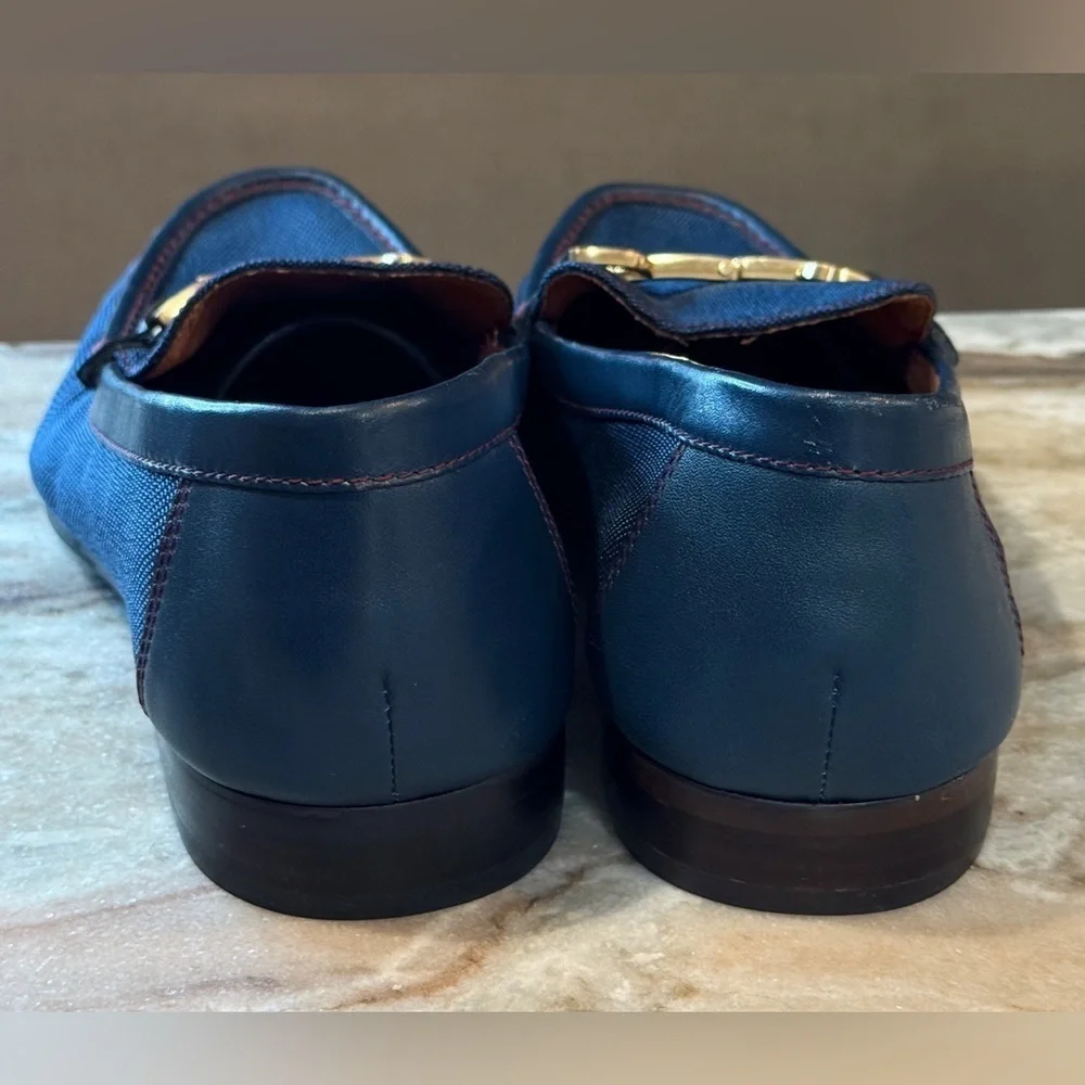 Men’s DONALD J. PLINER Niles Horsebit navy blue leather loafers- Size 12
